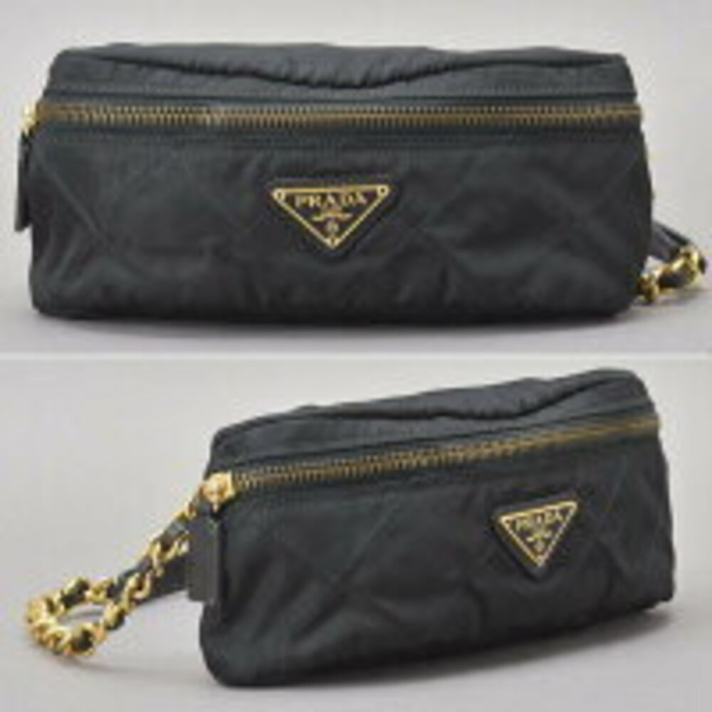 PRADA Waist bag Body Belt Bum chain belt shoulder bag leather black - Picture 4 of 10